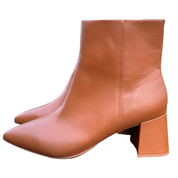 NEW Aerosoles Irma Caramel Color Pointed Toe Block Heel Booties - Picture 3 of 8